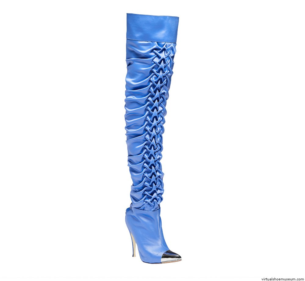 Periwinkle ruched thigh high - virtualshoemuseum.com